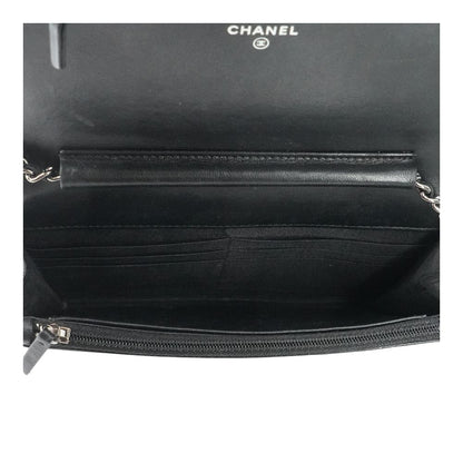 Black Embellished Chevron Boy Wallet on Chain