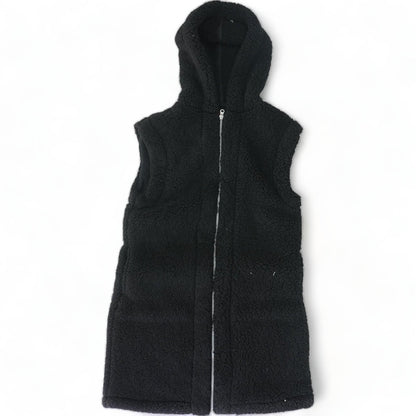 Black Solid Fleece Vest