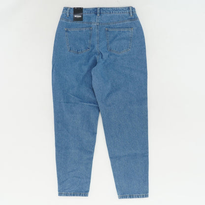Blue Solid High Rise Straight Leg Jeans