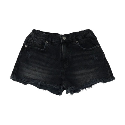 Black Solid Denim Shorts