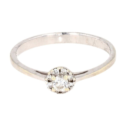 .10 Ct 9K White Gold Diamond Cluster Promise Ring