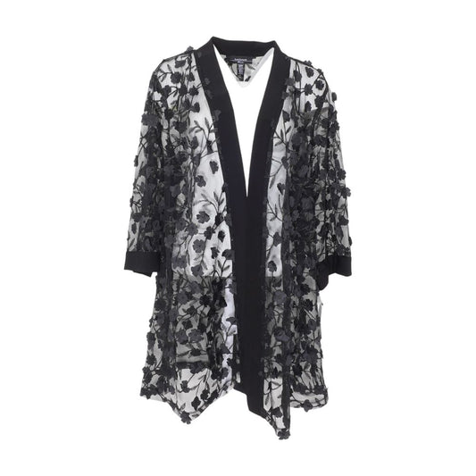 Black Plus Floral Cardigan Sweater