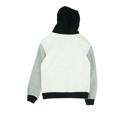 White Color Block Hoodie Pullover