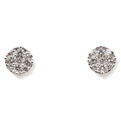 14K White Gold Cluster Diamond Stud Earrings