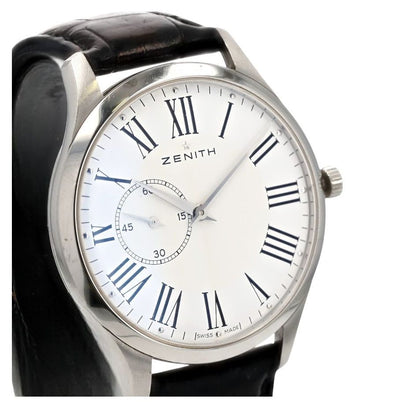 Men's Elite Automatic Leather Band Stainless Steel Watch