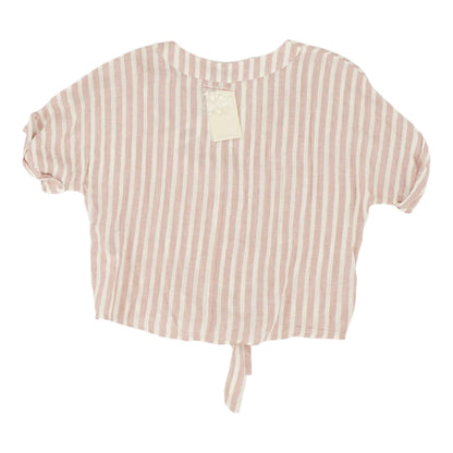 Pink Striped Short Sleeve Blouse