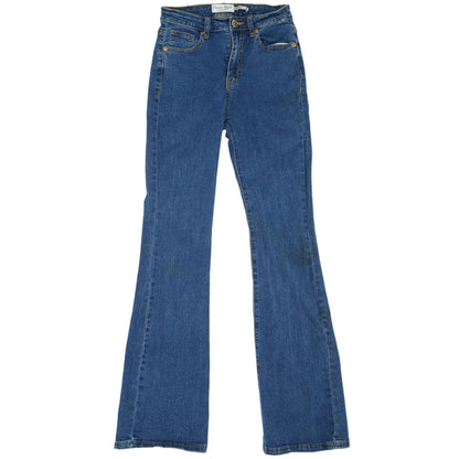 Blue Solid High Rise Bootcut Jeans