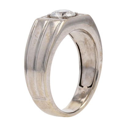 .75 Ct 14K White Gold Round Lab Grown Diamond Center With Tapered Shank Band