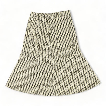 Beige Graphic Midi Skirt