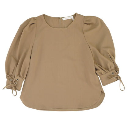 Brown Solid 3/4 Sleeve Blouse
