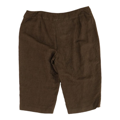 Brown Solid Capri Pants