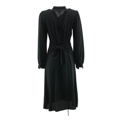 Black Solid Midi Dress