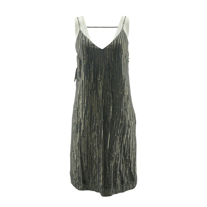 Gray Striped Midi Dress