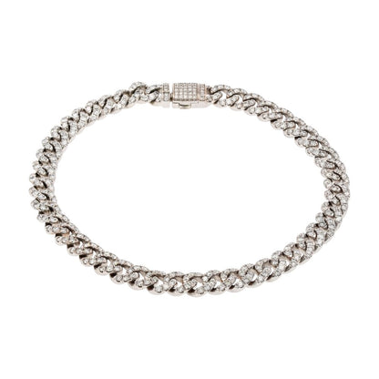 14K White Gold Diamond Pave Cuban Link Bracelet