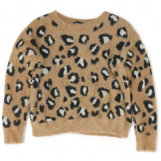 Tan Animal Print Crewneck Sweater
