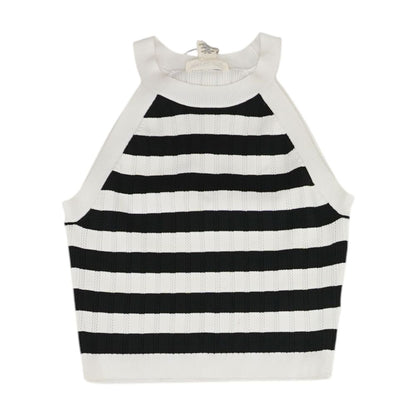 White Striped Tank Knit Top