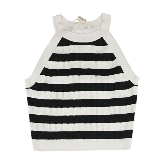 White Striped Tank Knit Top