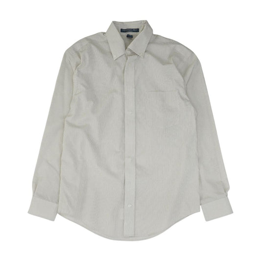 Beige Striped Long Sleeve Button Down