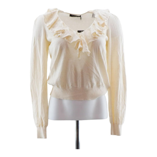 Ivory Solid Long Sleeve Blouse