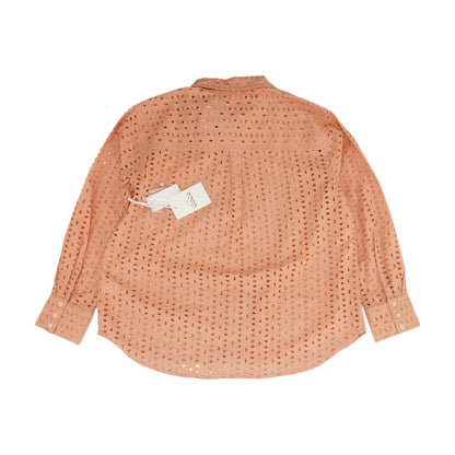 Peach Eyelet Button Down