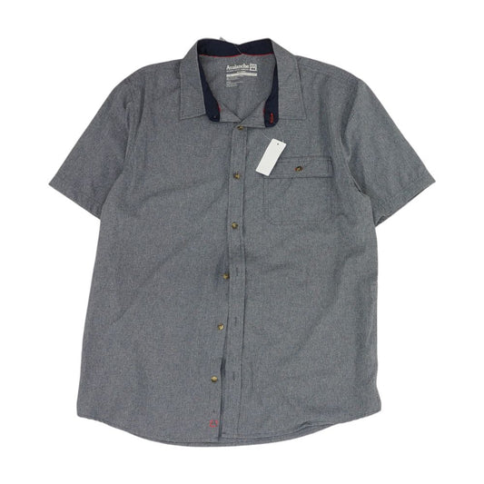 Blue Solid Short Sleeve Button Down