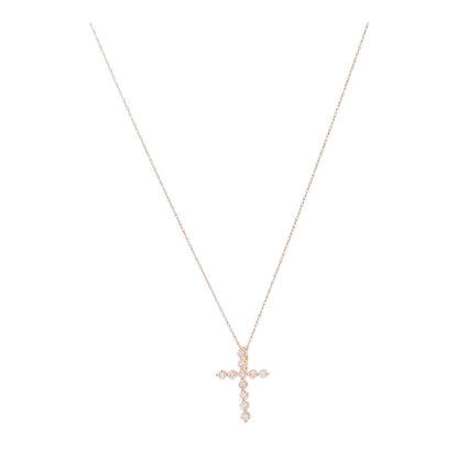 .60 Ct 14K Rose Gold Pink Lab Grown Diamond Cross Pendant Necklace