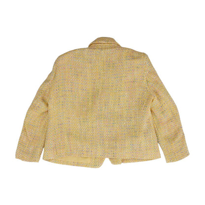 Vintage Petite Yellow Solid Tweed Blazer