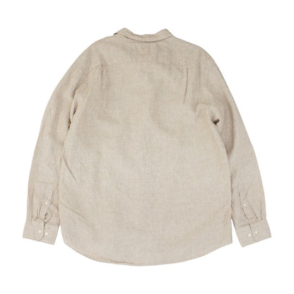 Beige Solid Long Sleeve Button Down