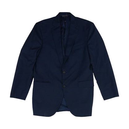 Navy Plaid Wool Blend Sport Coat