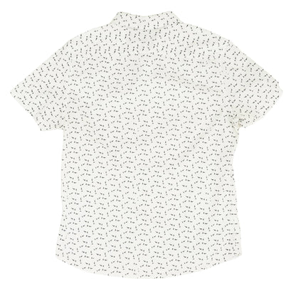 White Graphic Short Sleeve Button Down