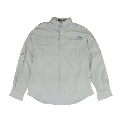 Gray Solid Long Sleeve Button Down