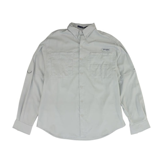 Gray Solid Long Sleeve Button Down