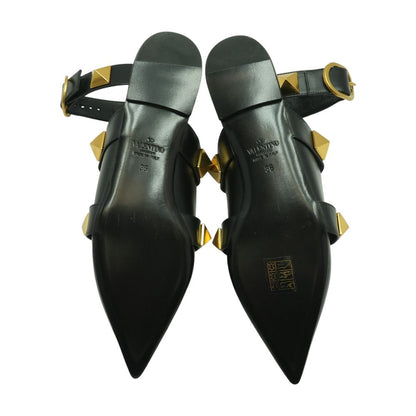 Black Roman Stud Ballet Flats