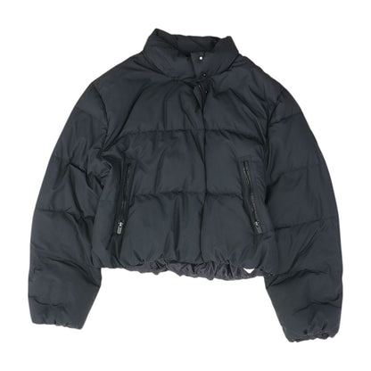 Black Solid Puffer Coat