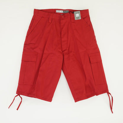 Red Solid Cargo Shorts
