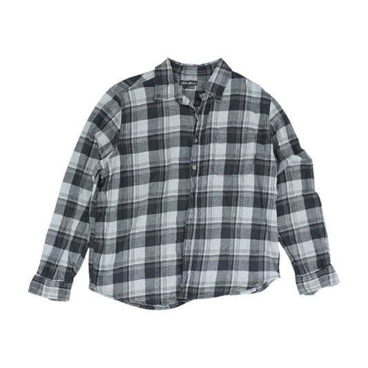 Gray Plaid Flannel Button Down