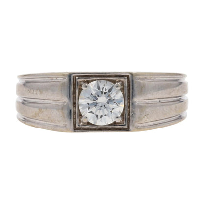 .75 Ct 14K White Gold Round Lab Grown Diamond Center With Tapered Shank Band