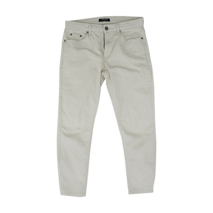 Beige Solid Five Pocket Pants