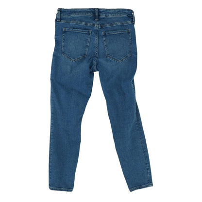 Blue Solid Mid Rise Skinny Leg Jeans