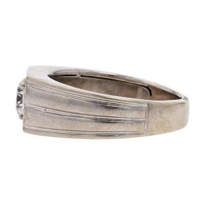 .75 Ct 14K White Gold Round Lab Grown Diamond Center With Tapered Shank Band