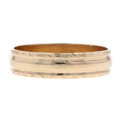 10K Gold Double Groove And Stamp Edge Band