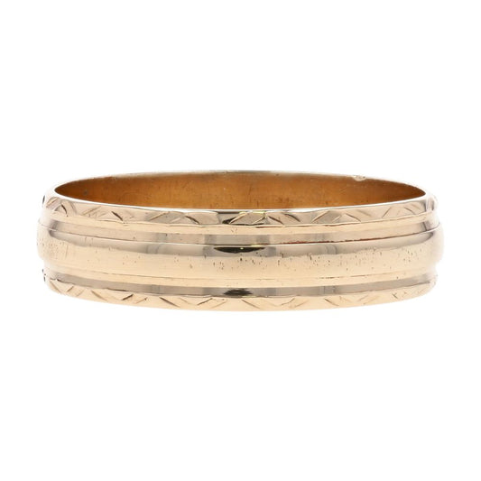 10K Gold Double Groove And Stamp Edge Band