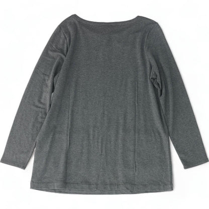 Charcoal Solid Long Sleeve Blouse