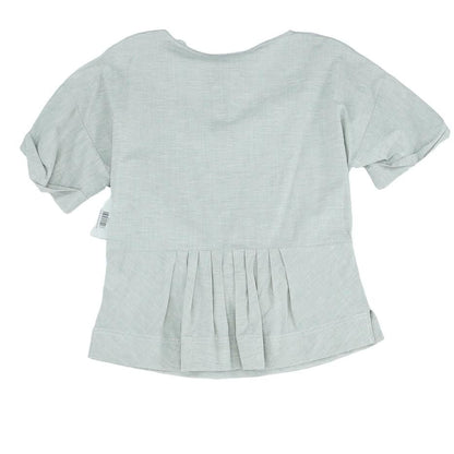 Gray Solid Short Sleeve Blouse