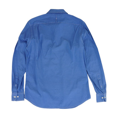 Blue Solid Long Sleeve Button Down