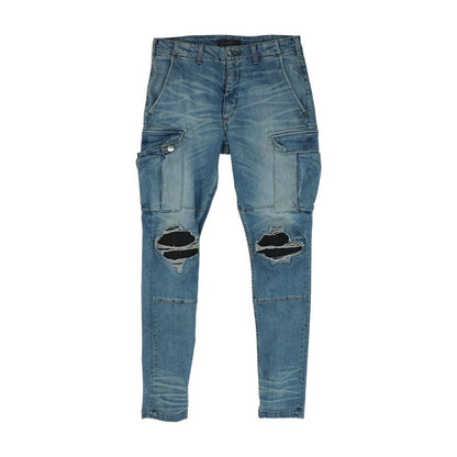 Flap Pocket Distressed Ripped Skinny Jeans