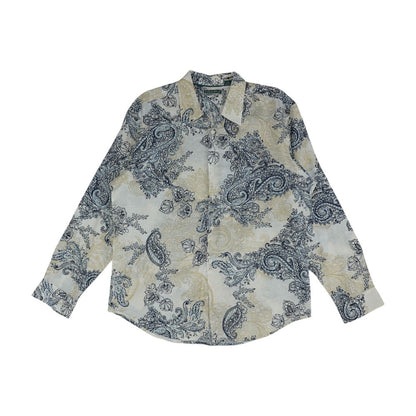 White Paisley Long Sleeve Button Down