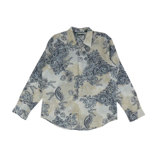 White Paisley Long Sleeve Button Down