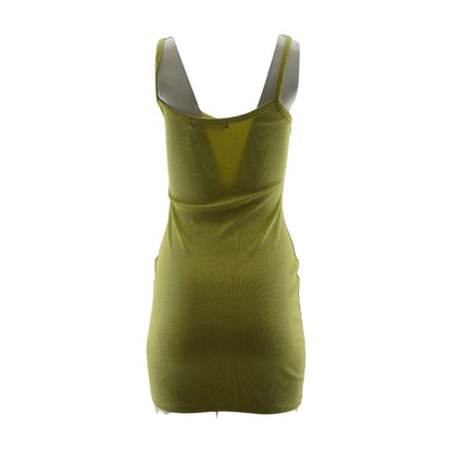 Green Solid Midi Dress