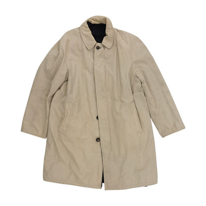 Beige-Navy Reversible Solid Topcoat Coat